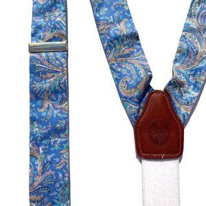 LIBERTY of LONDON Paisley Cotton Suspenders Braces w/leather attachments